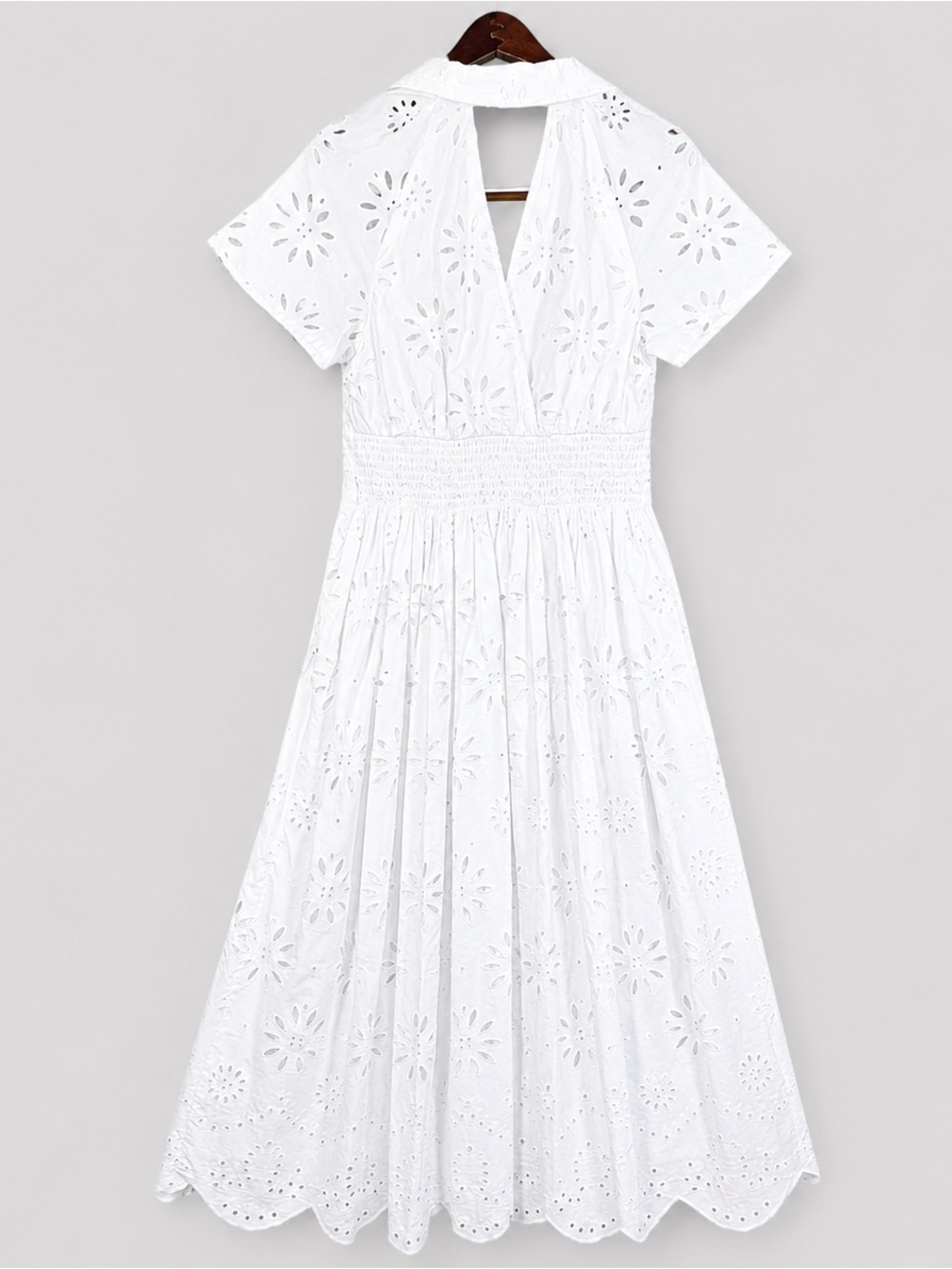 Maeve Anthropologie White Eyelet Midi Dress Small Cottagecore Coastal - Picture 3 of 13